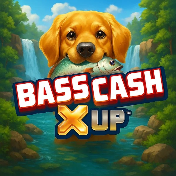 Bass Cash X UP slot logo by Alchemy Gaming at Spinjo Casino